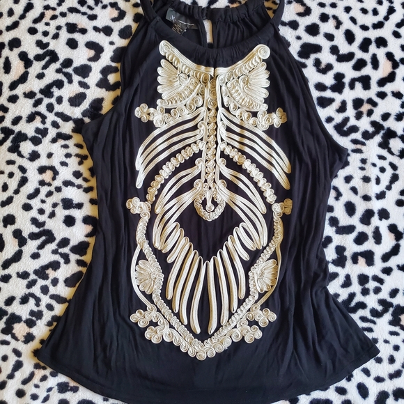 INC International Concepts Tops - INC International Concepts Black and White Embroidered Blouse